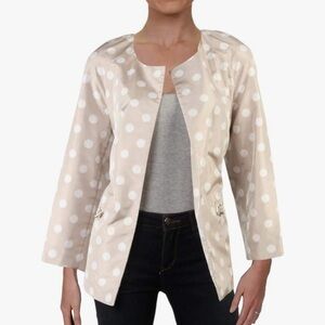 NWT Anne Klein Women’s Beige Polka Dot Blazer Jacket Sz L